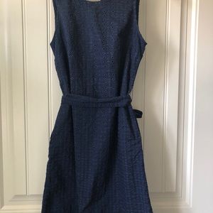 Banana Republic. Navy blue eyelet dress with side pockets. Size 0